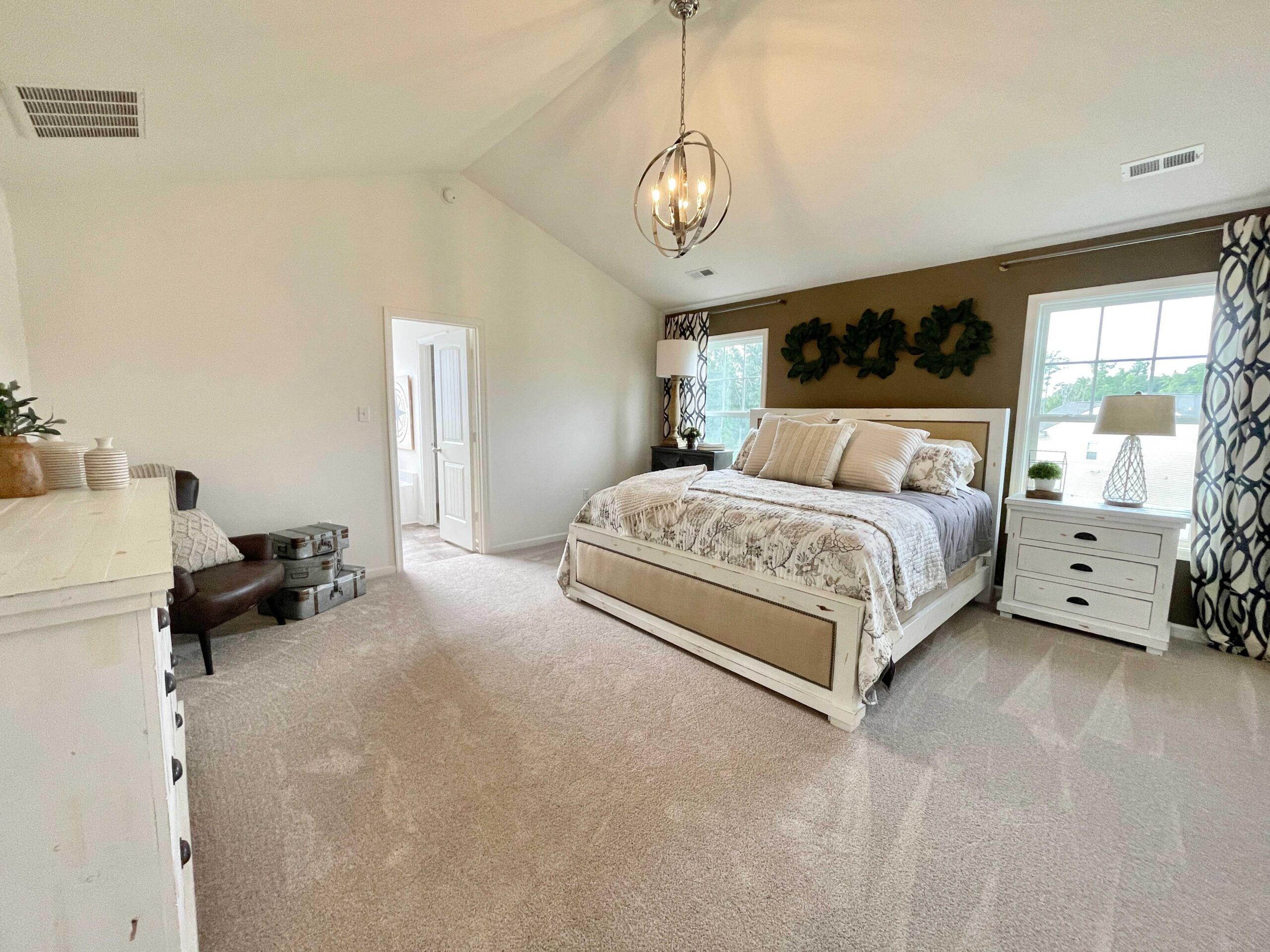 elmsted-owners-suite Photo of the Owner's Suite at the Elmsted model in Castleton by Boyd Homes showing vaulted ceiling and huge open space